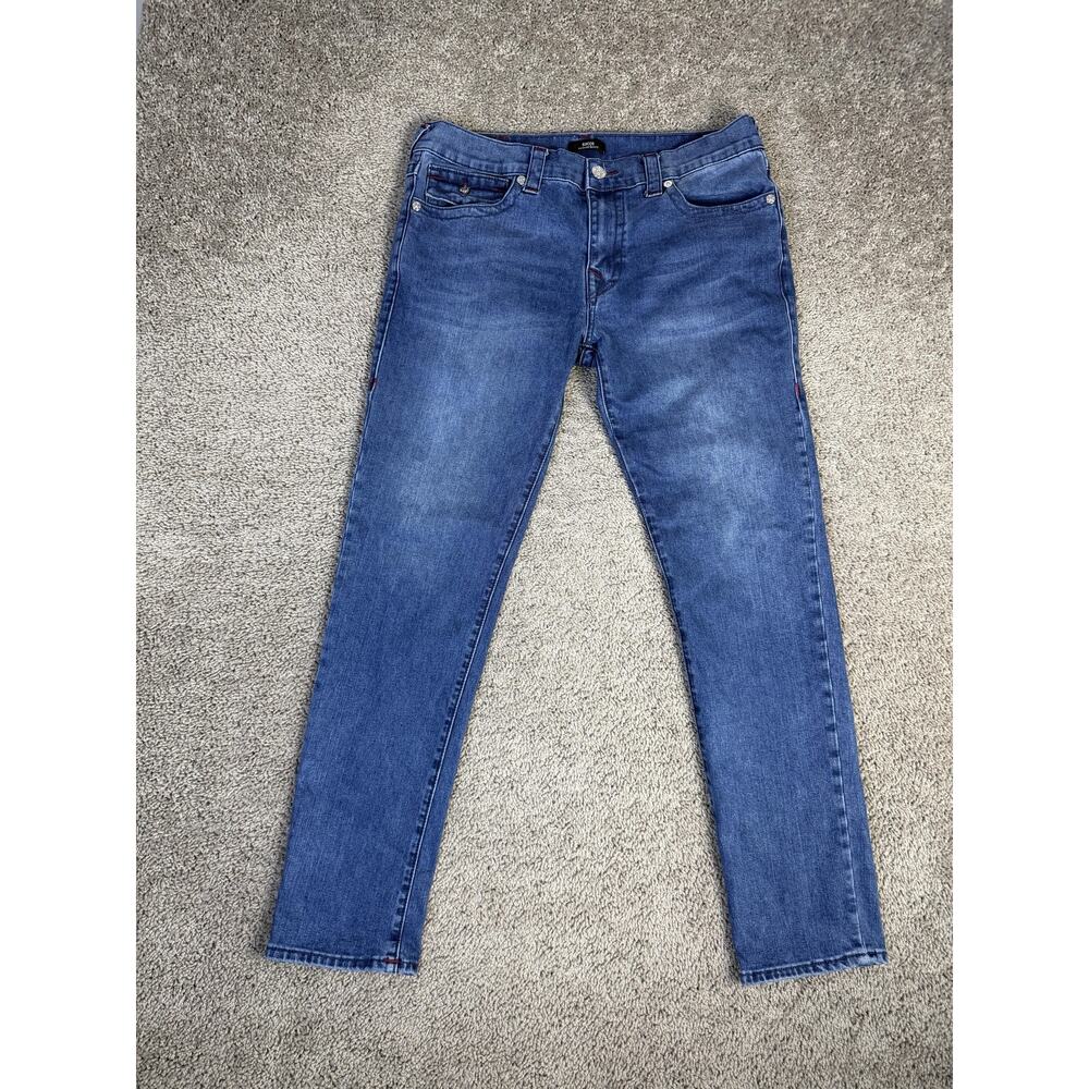 True Religion Men's Relaxed Fit Jeans in Mid Blue Denim